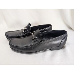 Monte Rosso Black Leather Horsebit Loafer Shoes 9.5M Made in Italy Minimalist